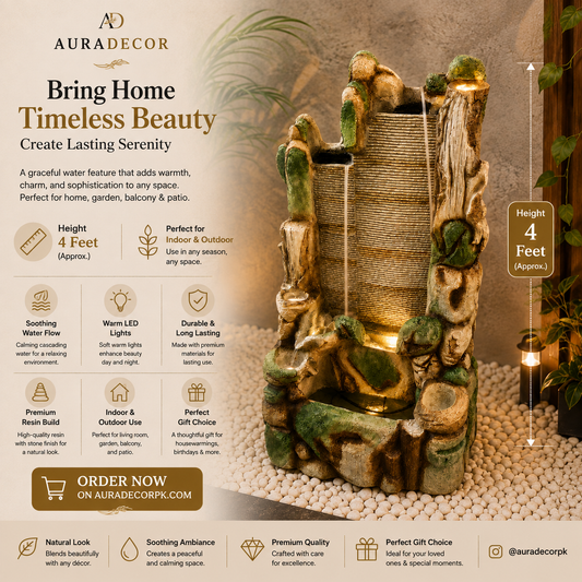 Classic Barrel Cascade LED Water Fountain