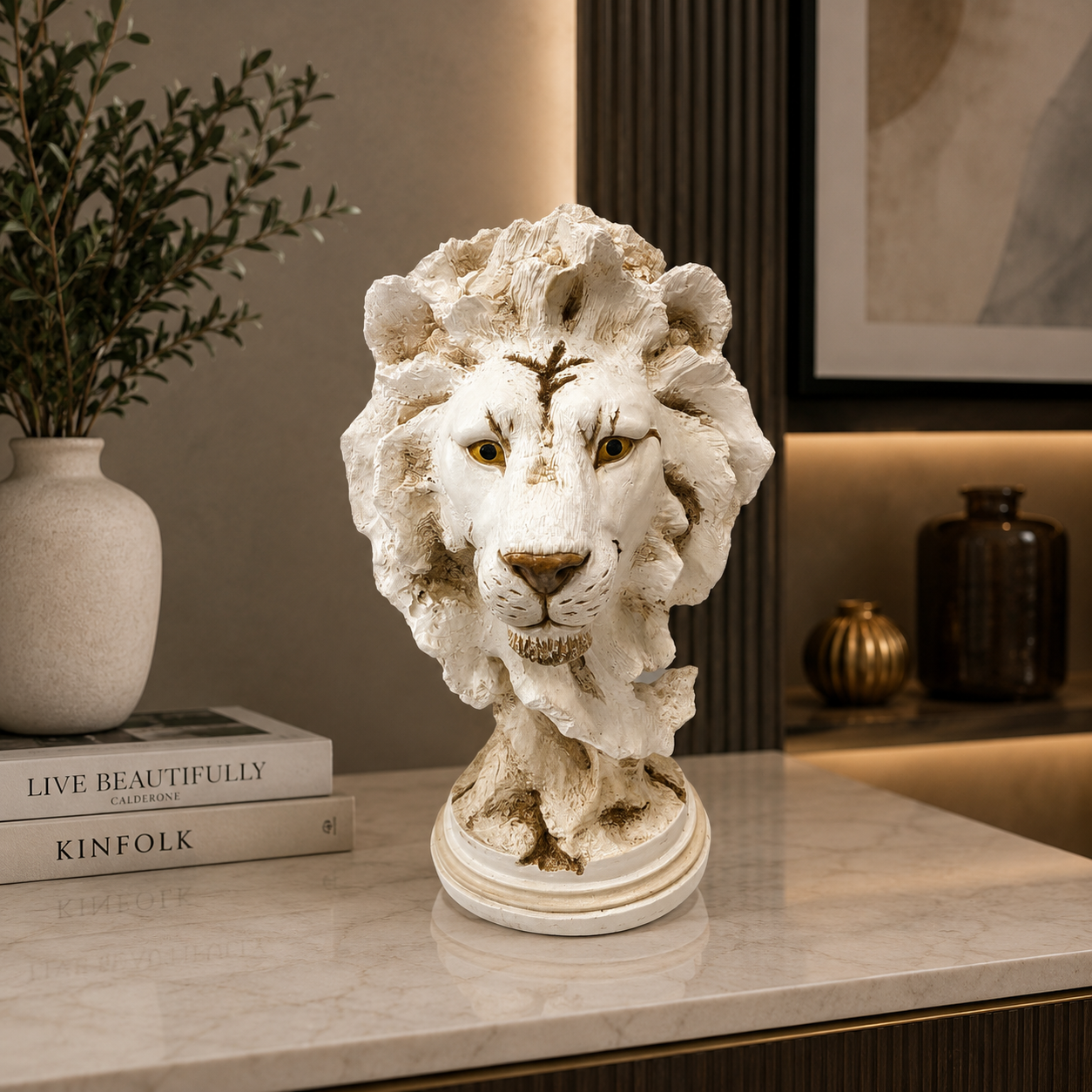 Royal Guardian White Lion Bust