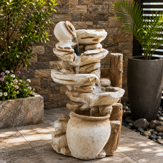 StoneHaven™ Cascading Rock & Pot Resin Water Fountain