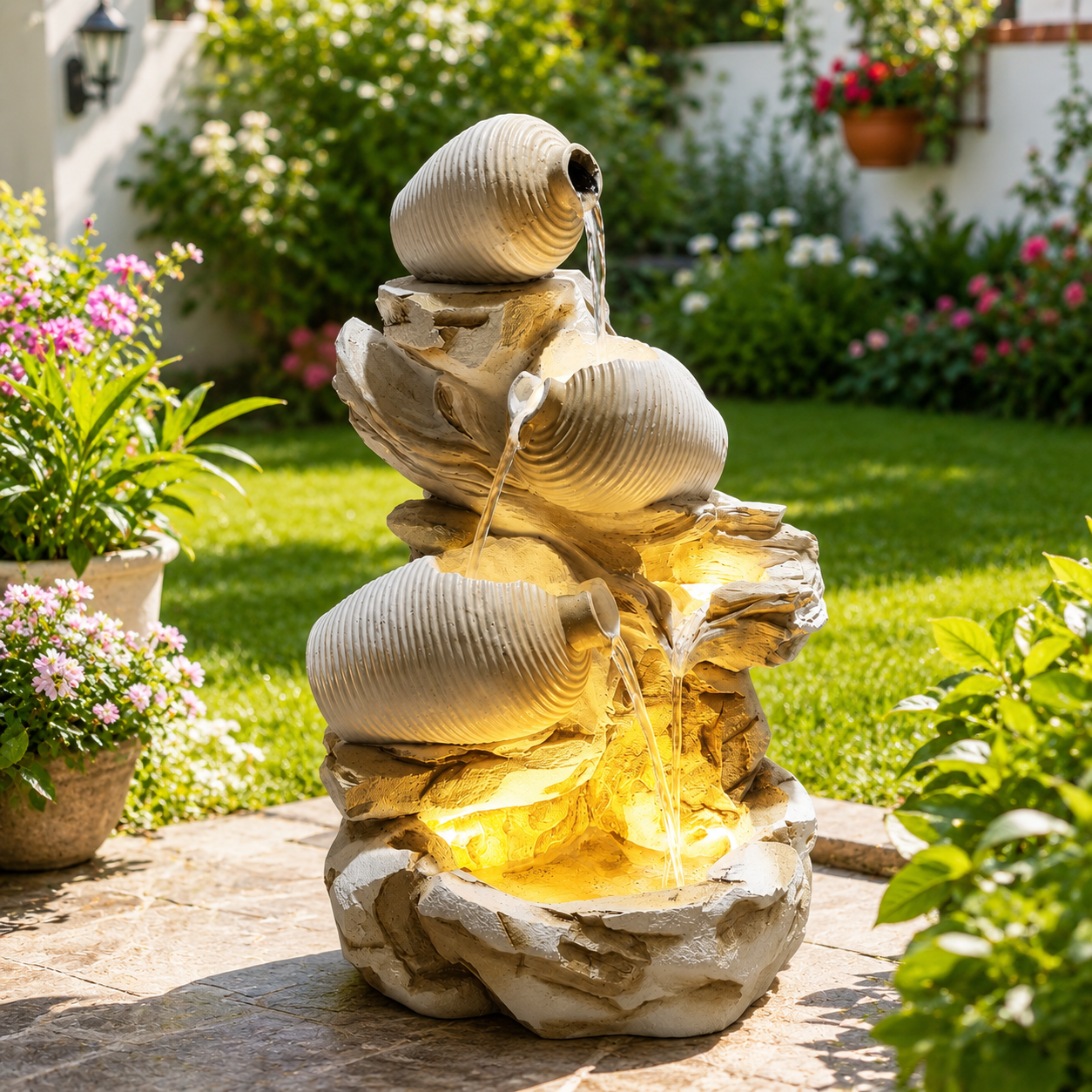 Modern 3-Tier Ceramic Jar Water Fountain