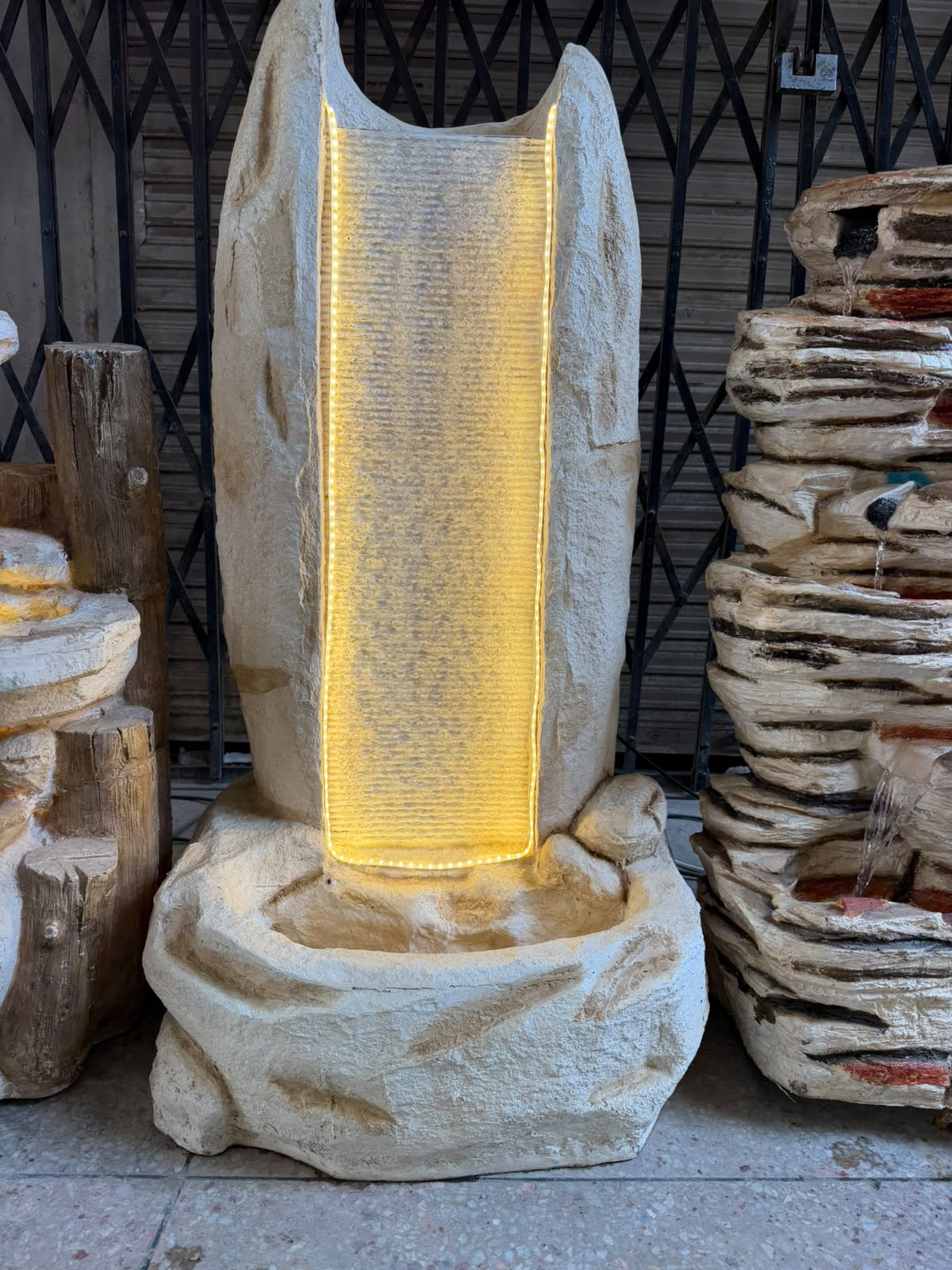 AuraFalls modern led waterfall resin fountain