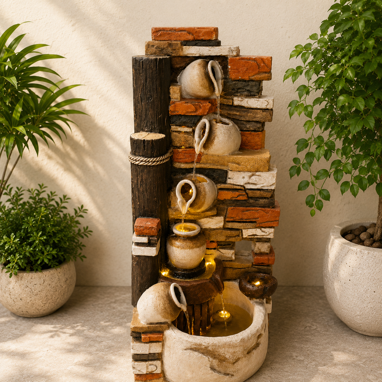 Rustic Cascade Pitcher Water Fountain