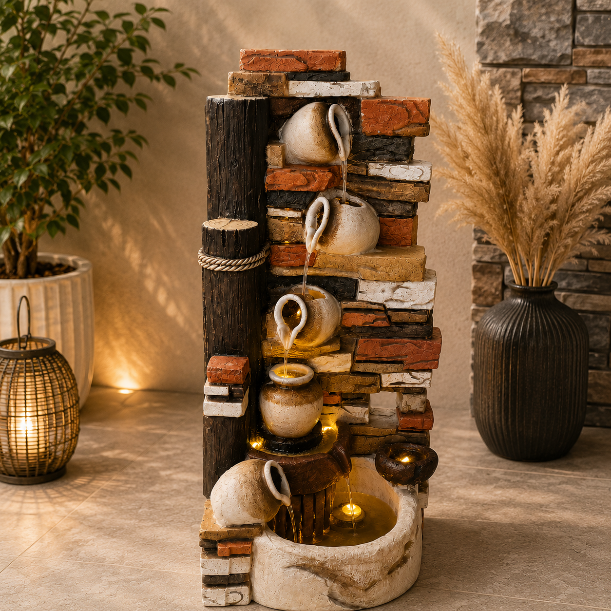 Rustic Cascade Pitcher Water Fountain