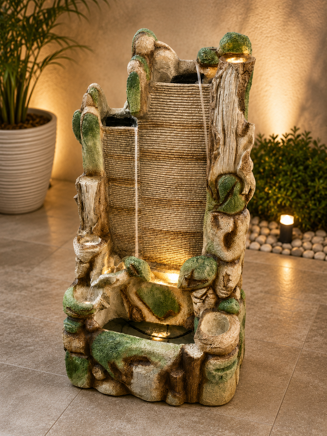 Classic Barrel Cascade LED Water Fountain