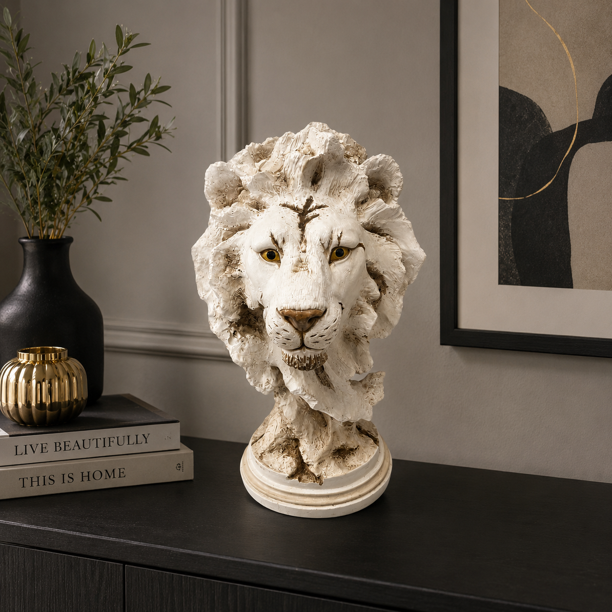 Royal Guardian White Lion Bust
