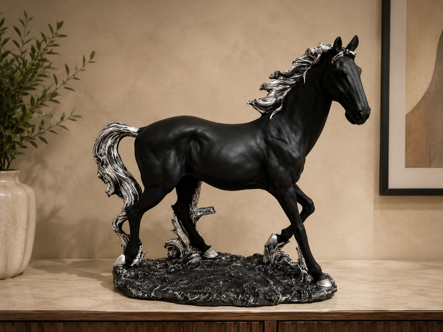 Midnight Majesty Black Horse Statue