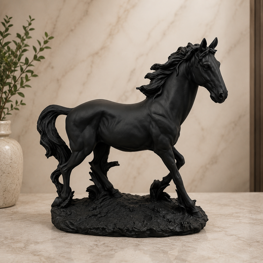 Midnight Majesty Black Horse Statue