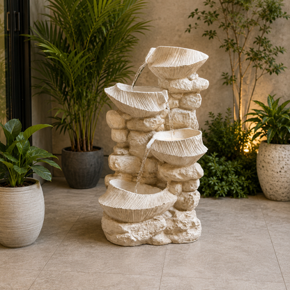 4-Tier Cascading Bowl Water Fountain with LED Lights