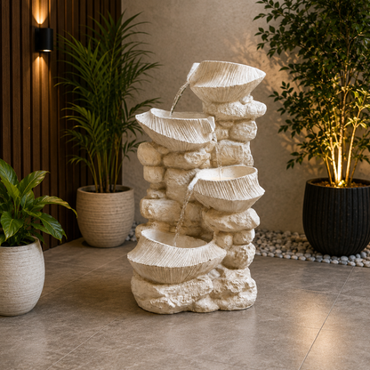 4-Tier Cascading Bowl Water Fountain with LED Lights
