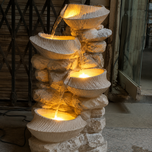4-Tier Cascading Bowl Water Fountain with LED Lights
