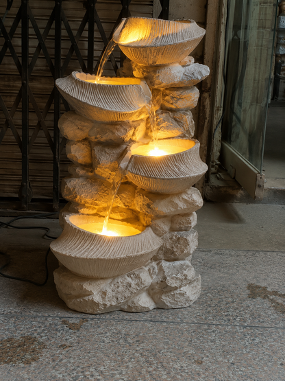 4-Tier Cascading Bowl Water Fountain with LED Lights