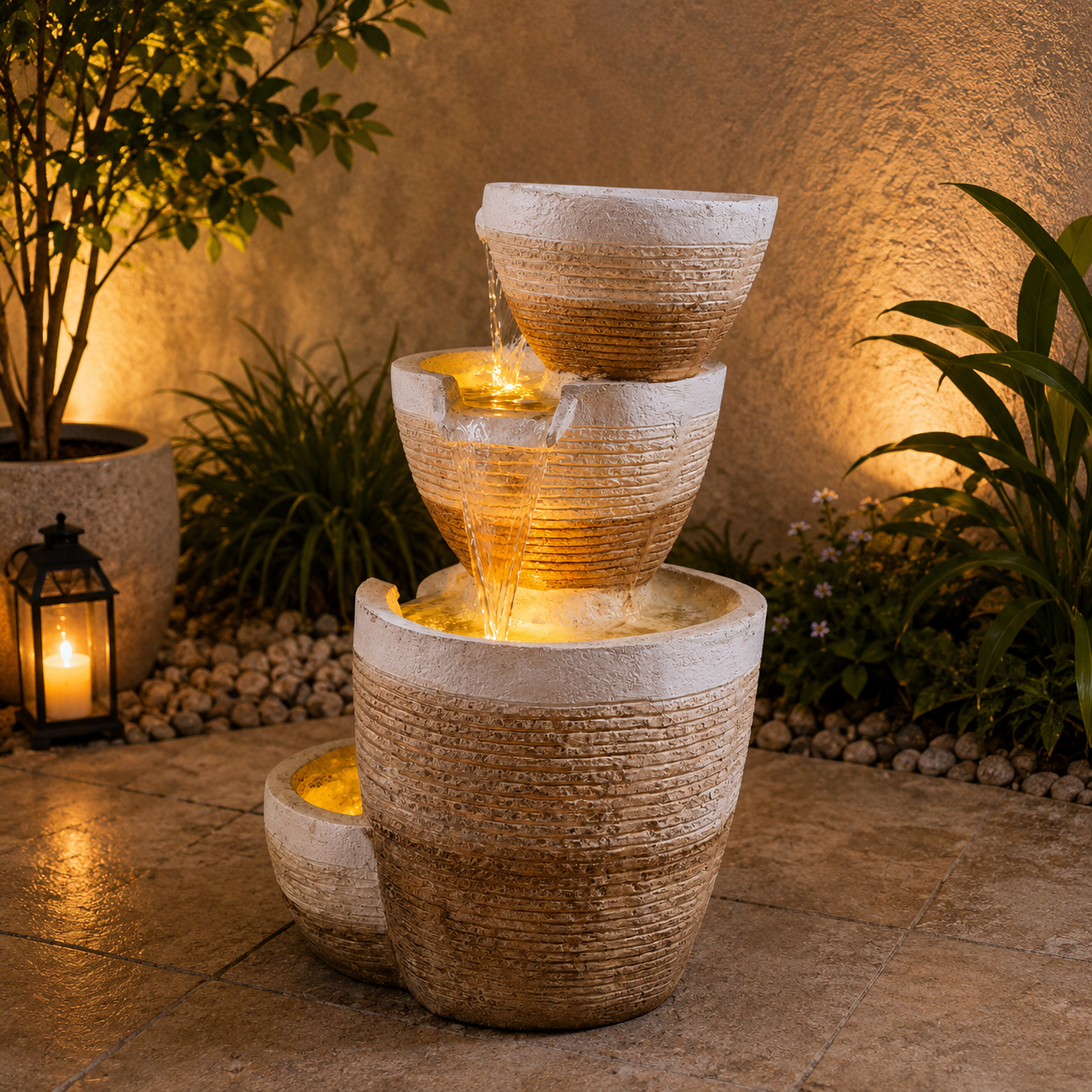 TerraFlow™ 4-tier cascading resin water fountain