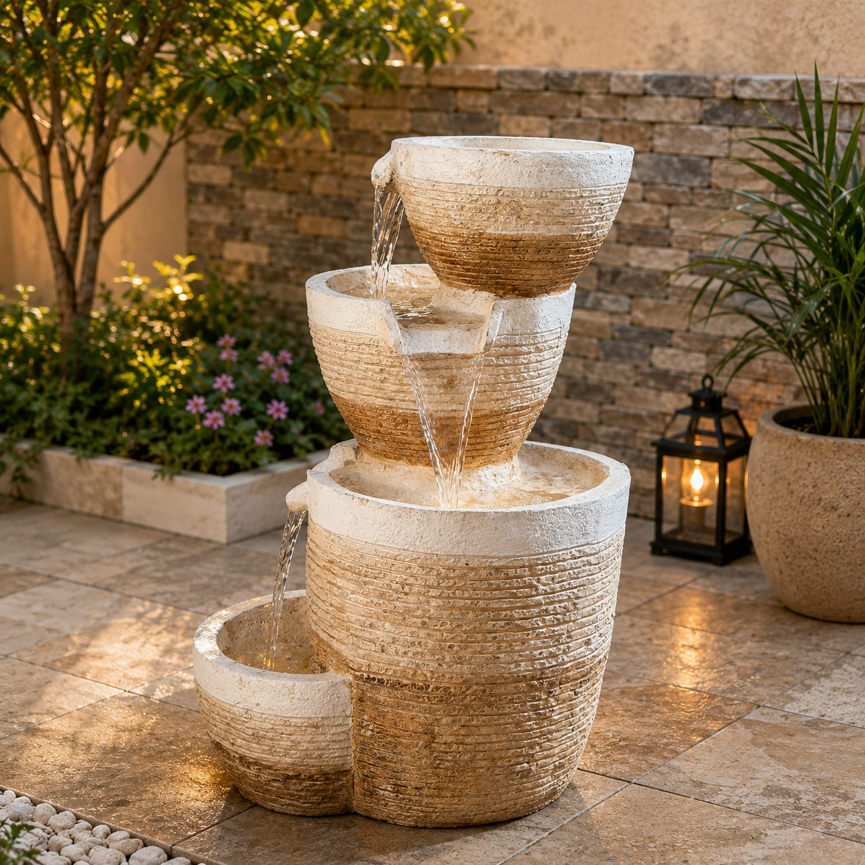 TerraFlow™ 4-tier cascading resin water fountain