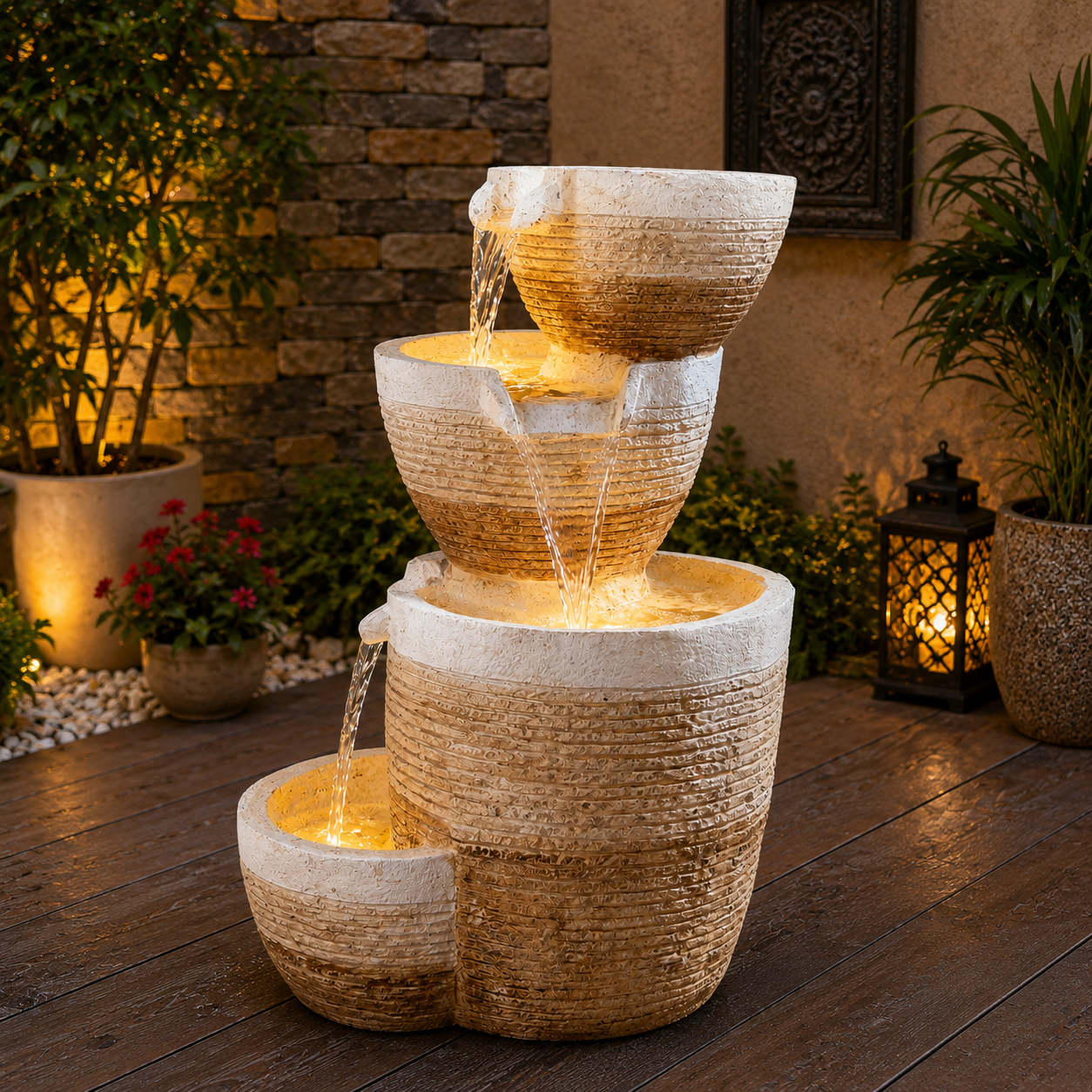 TerraFlow™ 4-tier cascading resin water fountain