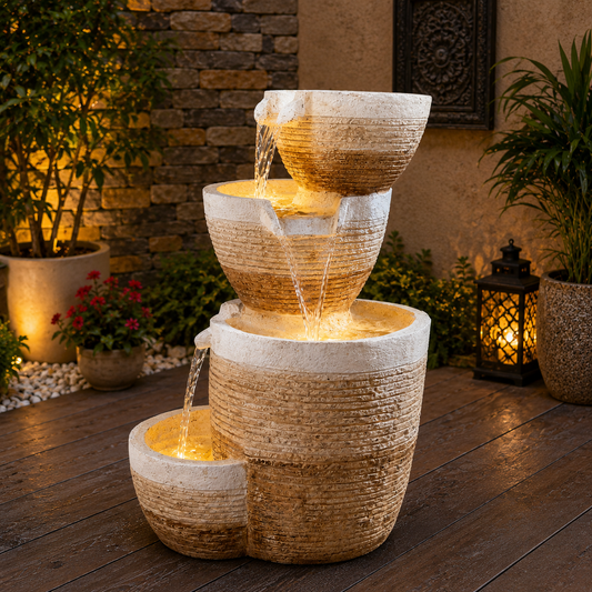 TerraFlow™ 4-tier cascading resin water fountain