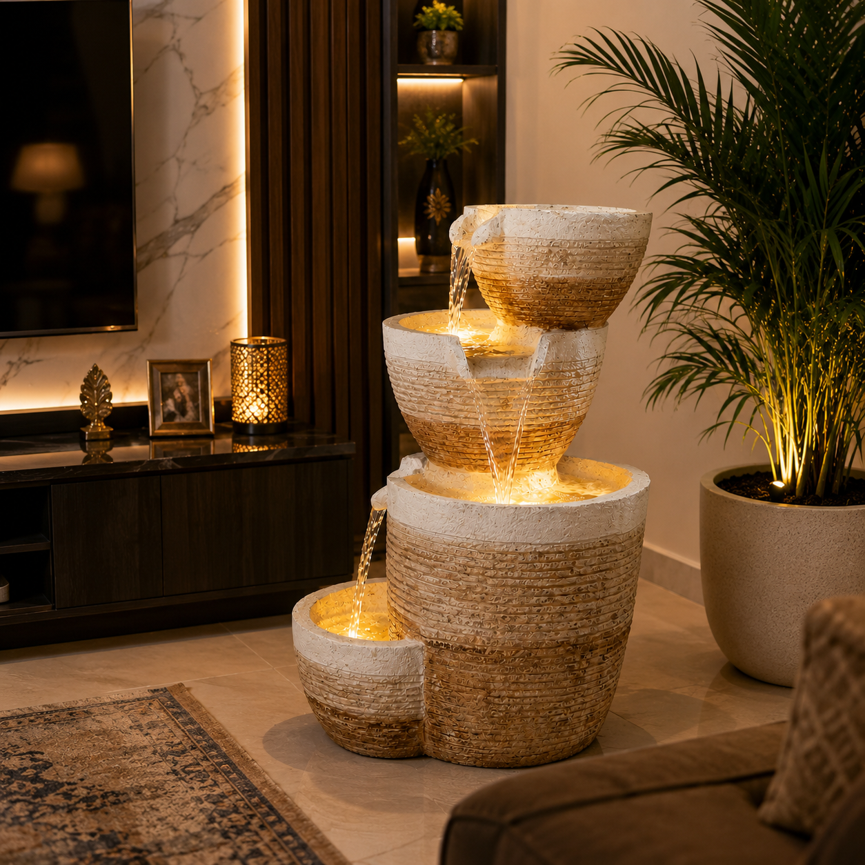 TerraFlow™ 4-tier cascading resin water fountain