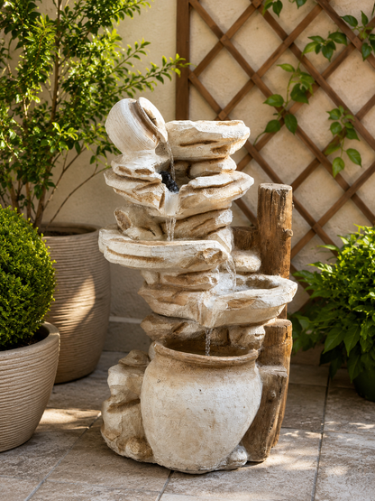 StoneHaven™ Cascading Rock & Pot Resin Water Fountain