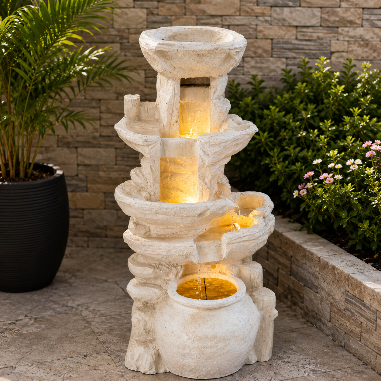 Cascade Oasis™ 5-tier led resin waterfall fountain