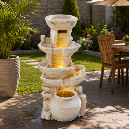 Cascade Oasis™ 5-tier led resin waterfall fountain