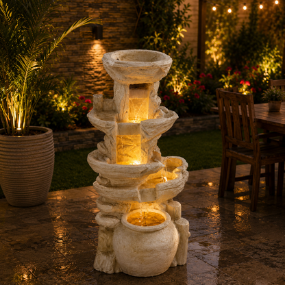 Cascade Oasis™ 5-tier led resin waterfall fountain