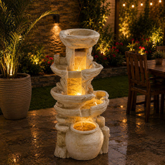 Cascade Oasis™ 5-tier led resin waterfall fountain