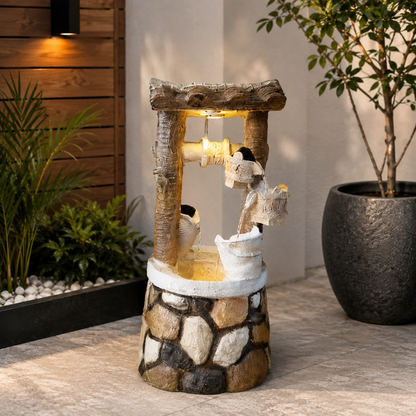 Rustic Cascading Well Water Fountain