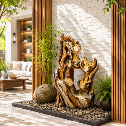 Rustic Driftwood Cascade Water Fountain