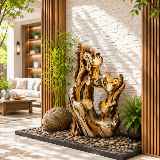 Rustic Driftwood Cascade Water Fountain