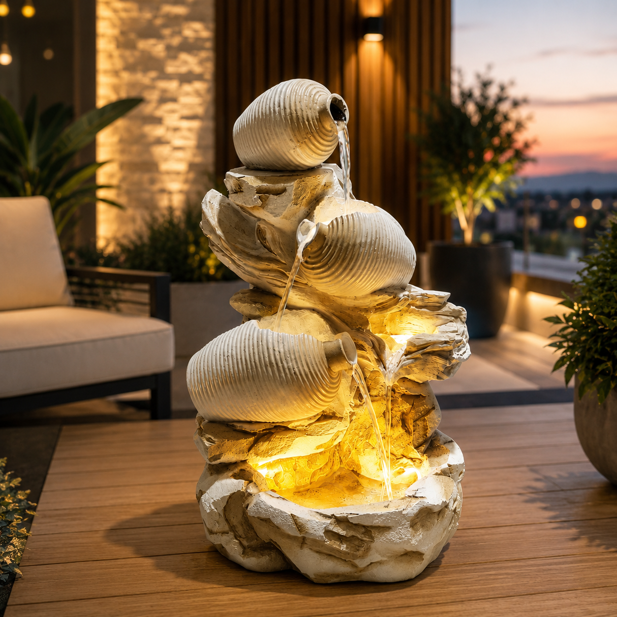 Modern 3-Tier Ceramic Jar Water Fountain