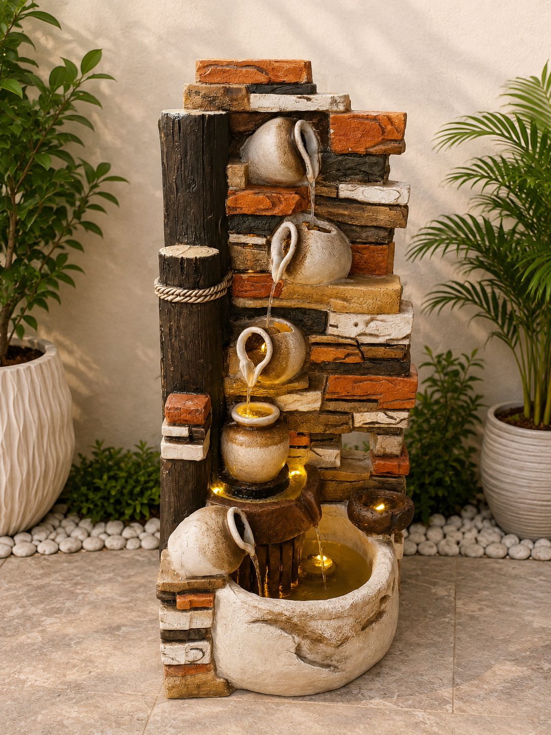 Rustic Cascade Pitcher Water Fountain