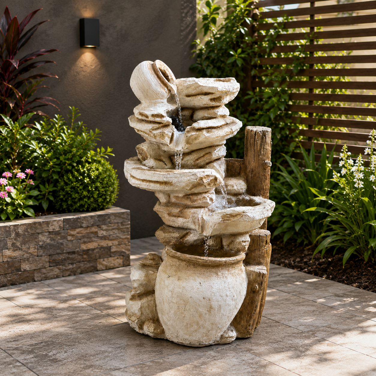 StoneHaven™ Cascading Rock & Pot Resin Water Fountain