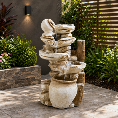 StoneHaven™ Cascading Rock & Pot Resin Water Fountain