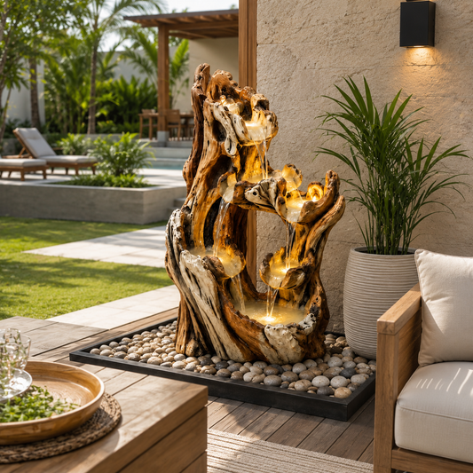 Rustic Driftwood Cascade Water Fountain