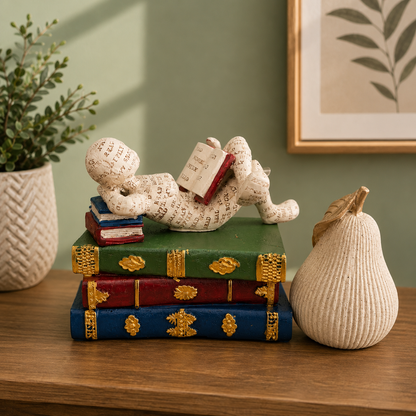 Reading Thinker Figurine on Books