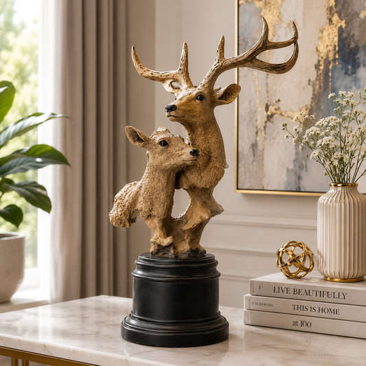 Elegant Deer Family Statue