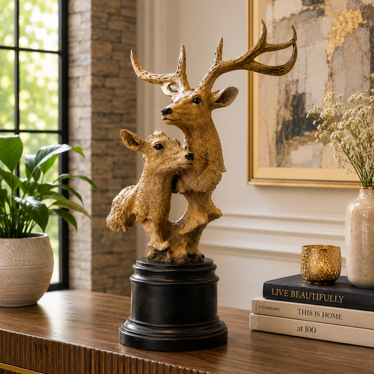 Elegant Deer Family Statue