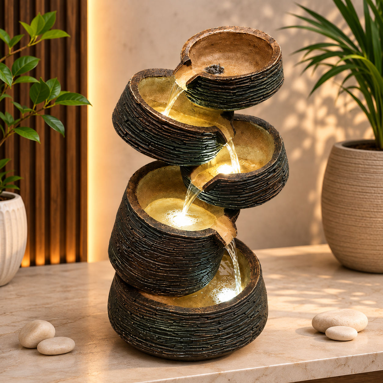 ZenCascade 32" LED Water Fountain