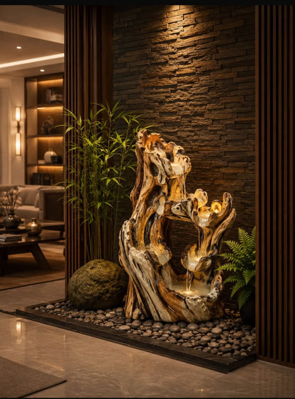 Rustic Driftwood Cascade Water Fountain