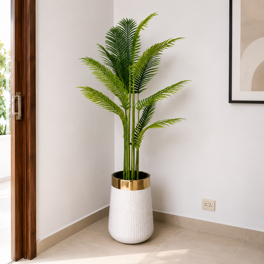 5 Ft Artificial Areca Palm with Luxury White Planter