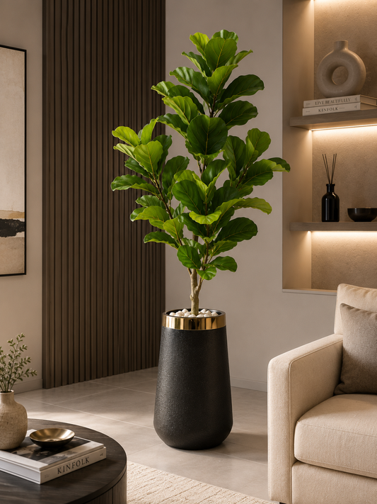 Artificial Guava Tree with Premium Black Gold Planter | Luxury Indoor Home Decor 6 FT