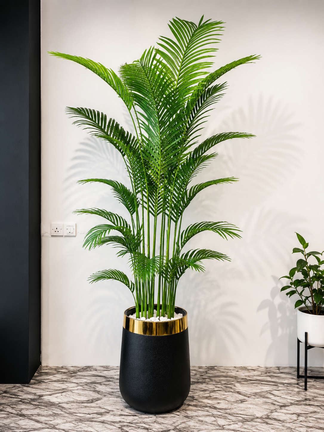 Artificial Areca Palm Tree with Premium Black Gold Planter 7 FT