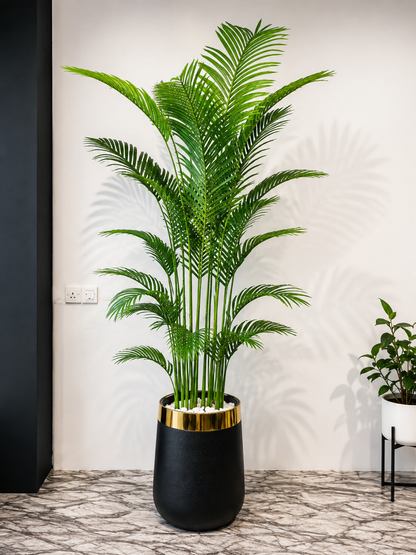 Artificial Areca Palm Tree with Premium Black Gold Planter 7 FT