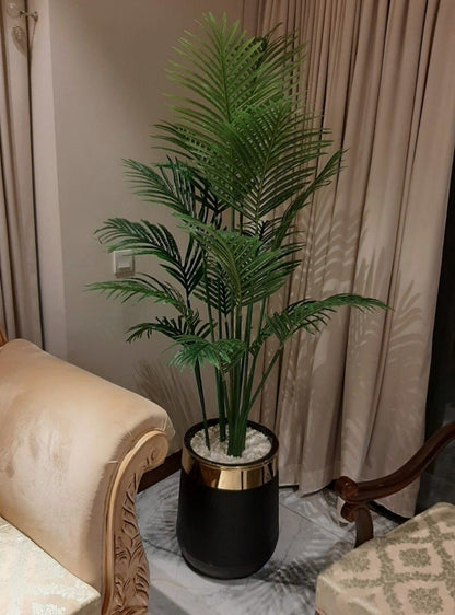 Premium Artificial Areca Palm with Luxury Black Fiber Planter 6 FT