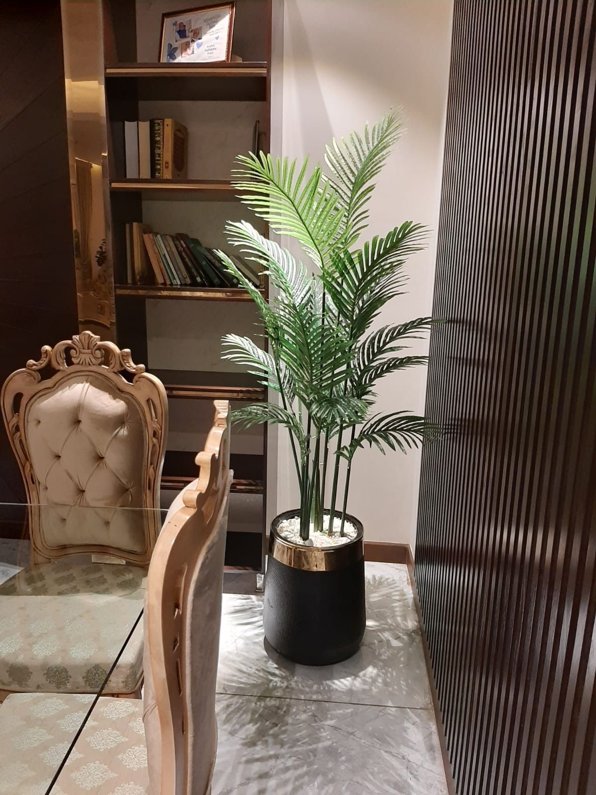 Premium Artificial Areca Palm with Luxury Black Fiber Planter 6 FT