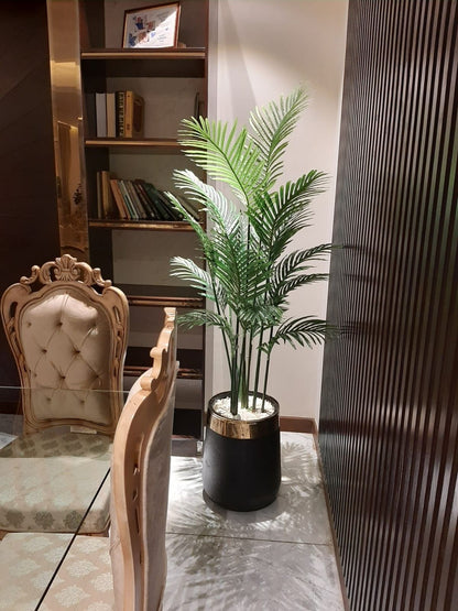 Premium Artificial Areca Palm with Luxury Black Fiber Planter 6 FT